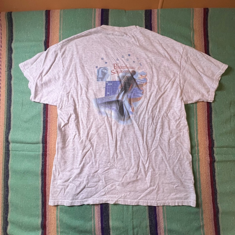Vintage 1990s Grey Affymetrix GeneChip Bioinformatics Tech Promo Hanes Shirt